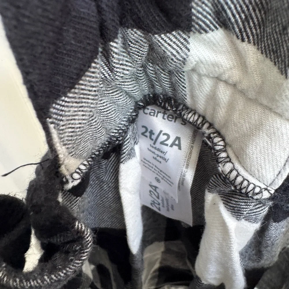 Carter's 2T Girls Black and White Checkered Plaid Overalls Dress